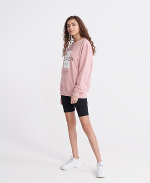 Superdry Premium Block Portland Crew Női Pulóver Rózsaszín | OSAIK0271